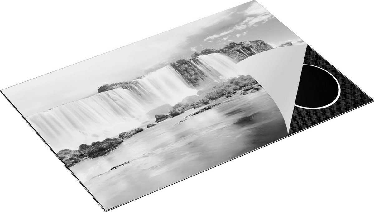 Chefcare Inductie Beschermer Watervallen in Argentinië - Zwart Wit - 81,2x52 cm - Afdekplaat Inductie - Kookplaat Beschermer - Inductie Mat