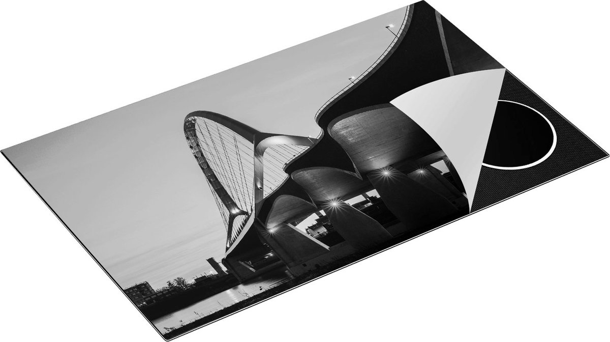 Chefcare Inductie Beschermer Oversteek Brug in Nijmegen - Zwart Wit - 85x52 cm - Afdekplaat Inductie - Kookplaat Beschermer - Inductie Mat