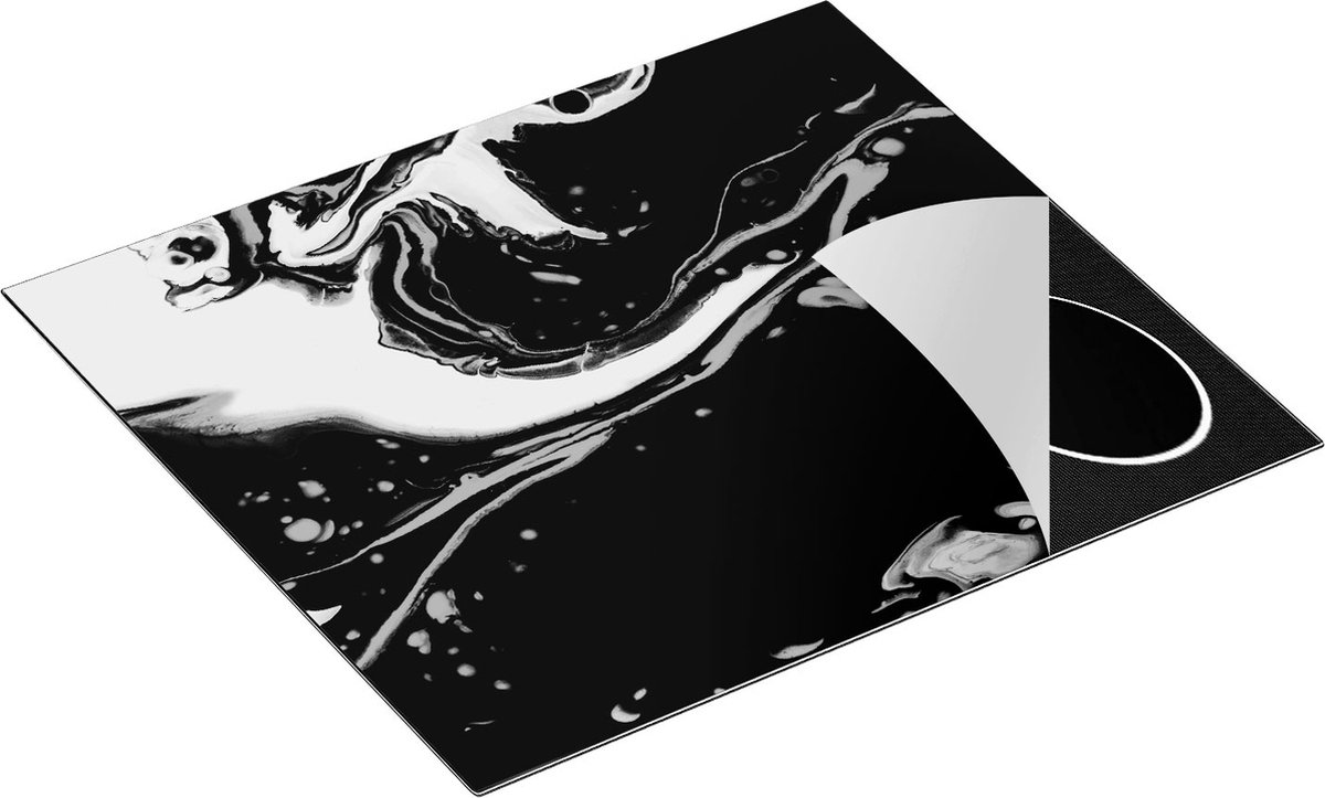Chefcare Inductie Beschermer Abstracte Kunst - Zwart Wit - 58,3x51,3 cm - Afdekplaat Inductie - Kookplaat Beschermer - Inductie Mat