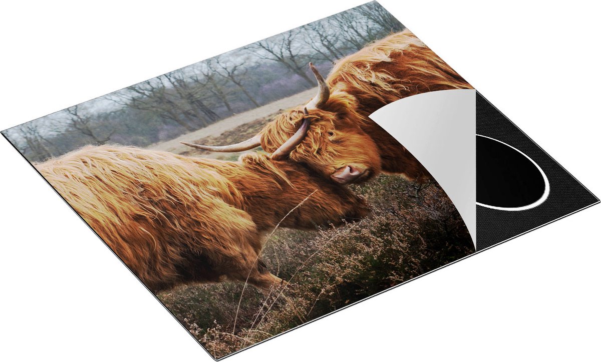 Chefcare Inductie Beschermer Twee Schotse Hooglanders Knuffelen Elkaar - 60x55 cm - Afdekplaat Inductie - Kookplaat Beschermer - Inductie Mat
