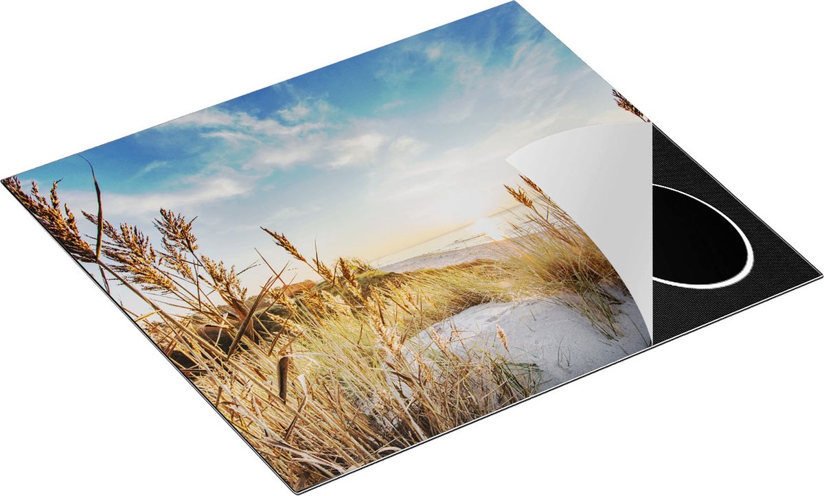 Chefcare Inductie Beschermer Strand en Zee vanuit Duinen met Zonsondergang - 59x52 cm - Afdekplaat Inductie - Kookplaat Beschermer - Inductie Mat
