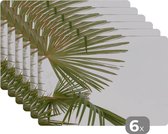 Placemats - Palm - Bladeren - Groen - Onderleggers rond - Onderlegger - 45x30 cm - Placemat - 6 stuks