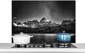 Spatscherm keuken 100x65 cm - Kookplaat achterwand Sterrenhemel - Berg - Nacht - Muurbeschermer - Spatwand fornuis - Hoogwaardig aluminium