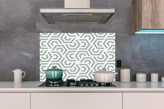 Spatscherm - Design - Patronen - Groen - Spatwand - 100x65 cm - Achterwand keuken
