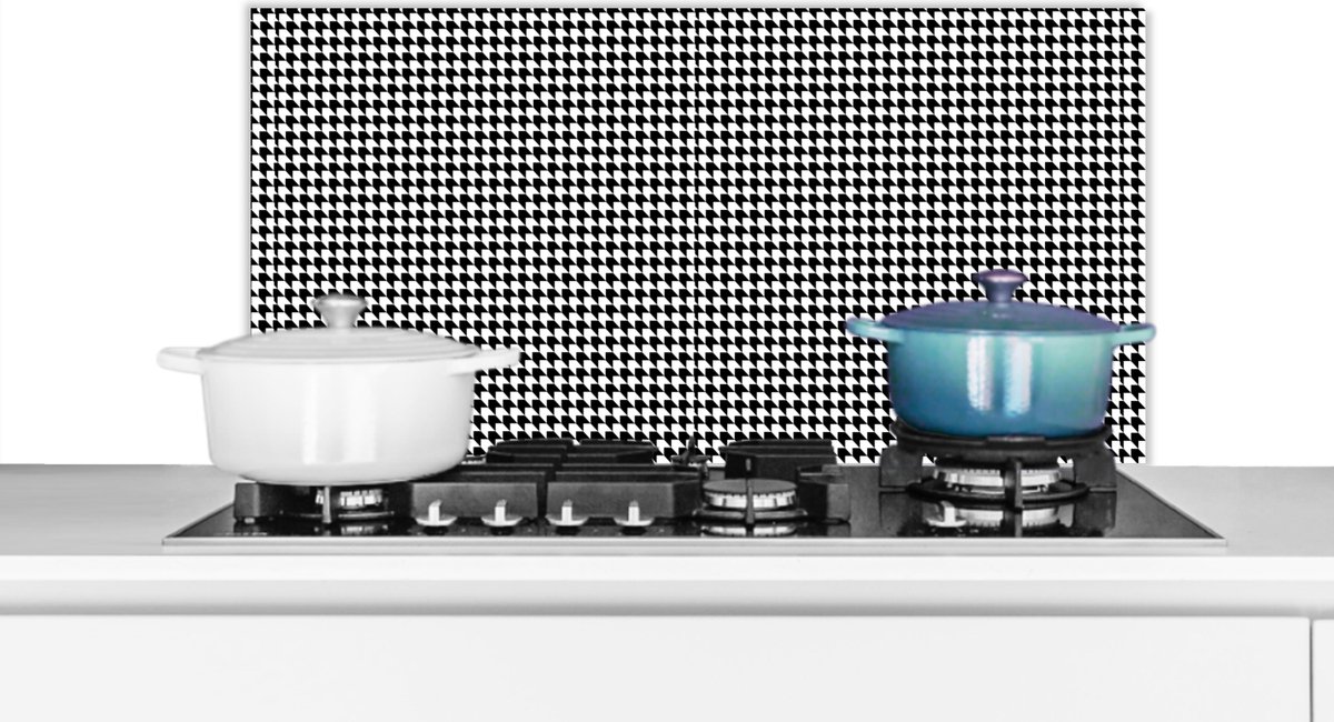 Achterwand keuken - Spatwand - Design - Patronen - Zwart - Wit - Keuken - 90x45 cm - Spatscherm