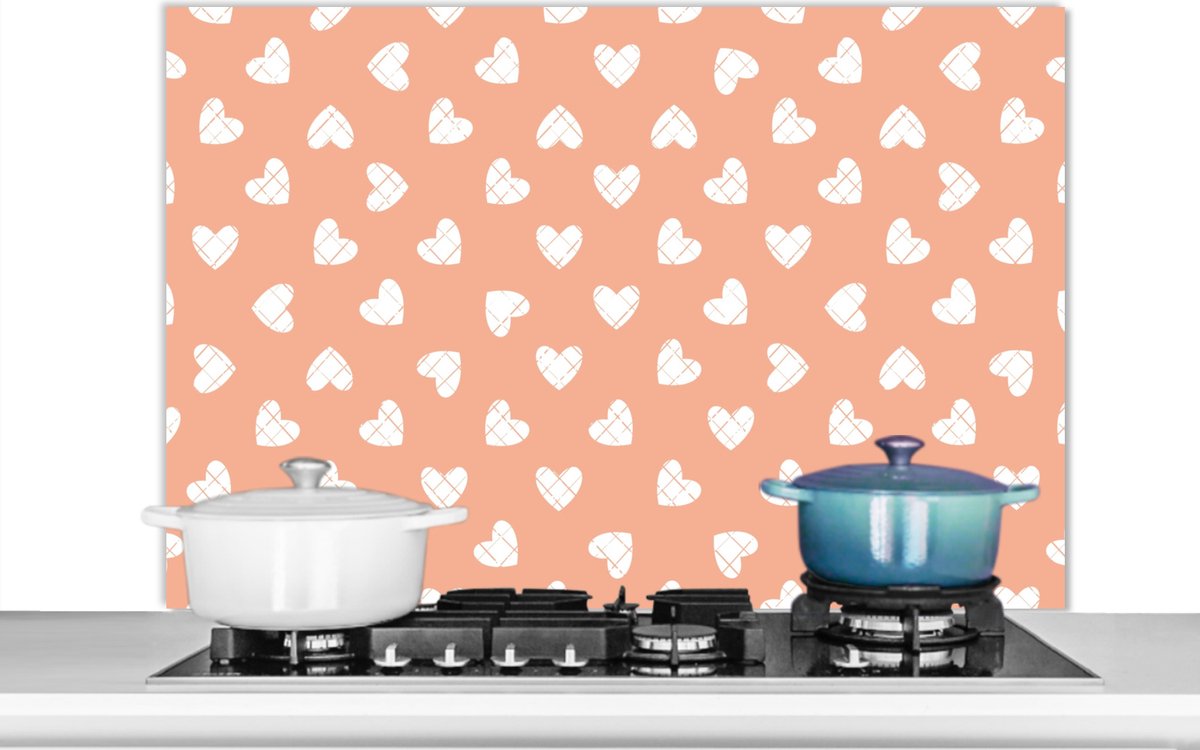 Achterwand keuken - Spatwand - Patronen - Keuken - Design - Figuren - Hart - 100x65 cm - Spatscherm
