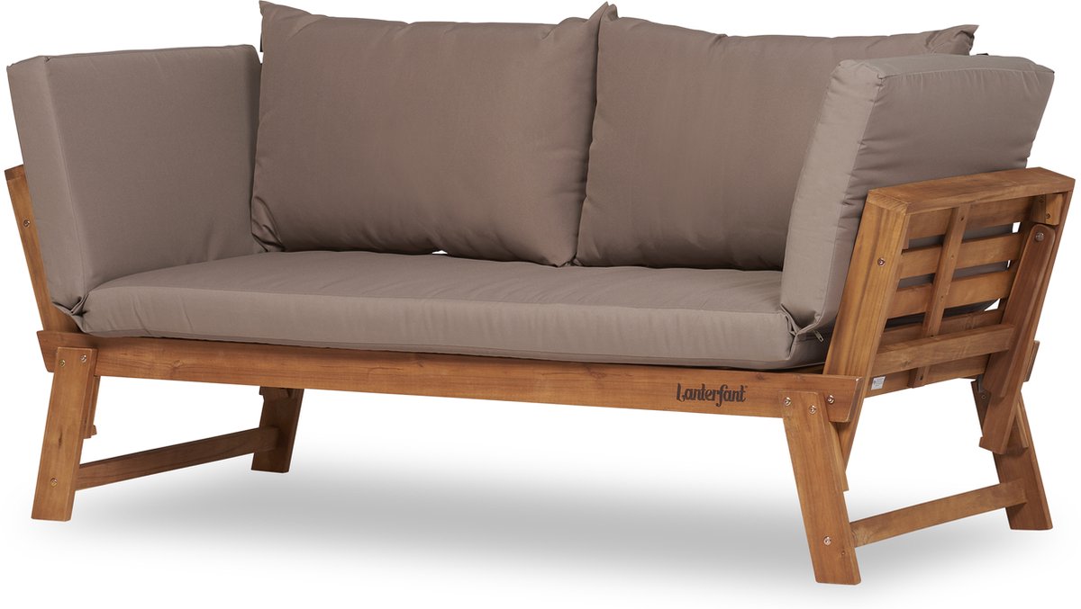 Stoffig borstel barrière Lanterfant® Loungebank Liv - Hardhout - Uitklapbaar - Taupe | bol.com