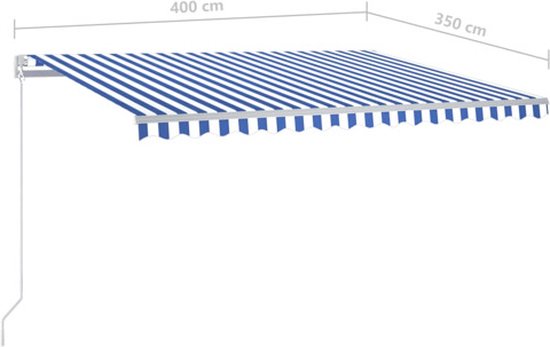 vidaXL Auvent à vidaXL manuelle 400x350 cm Bleu et blanc