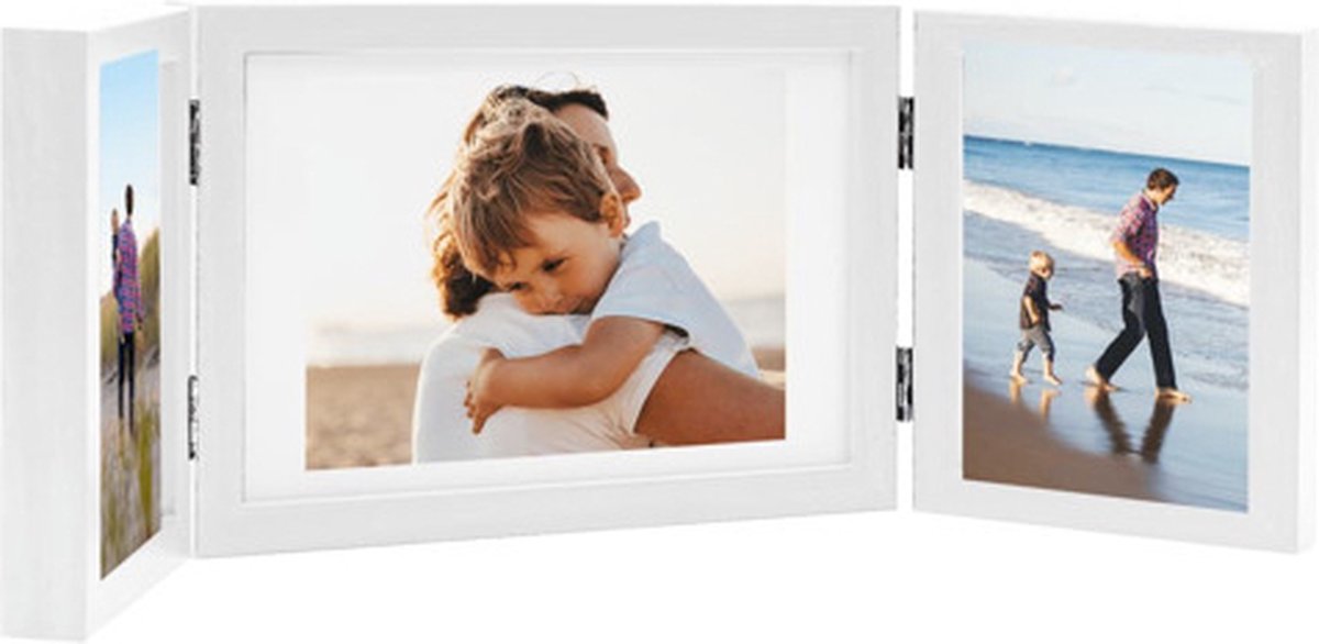 vidaXL Fotolijst - drieluik - 28x18 - cm+2x(13x18 - cm) - wit