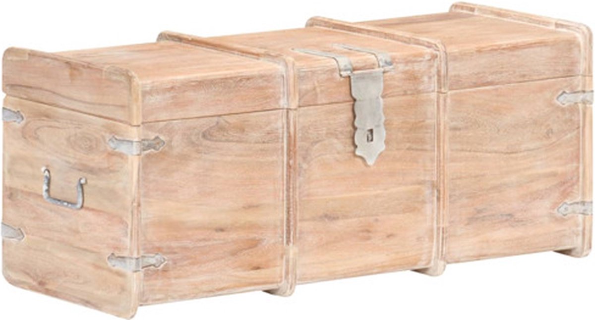 vidaXL Opbergkist - 90x40x40 - cm - massief - acaciahout Lichtbruin