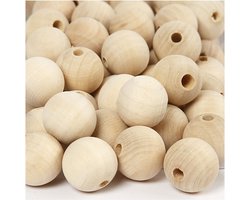 Creativ Company Houten kralen, d: 20 mm, kleuren assorti, 200 stuk