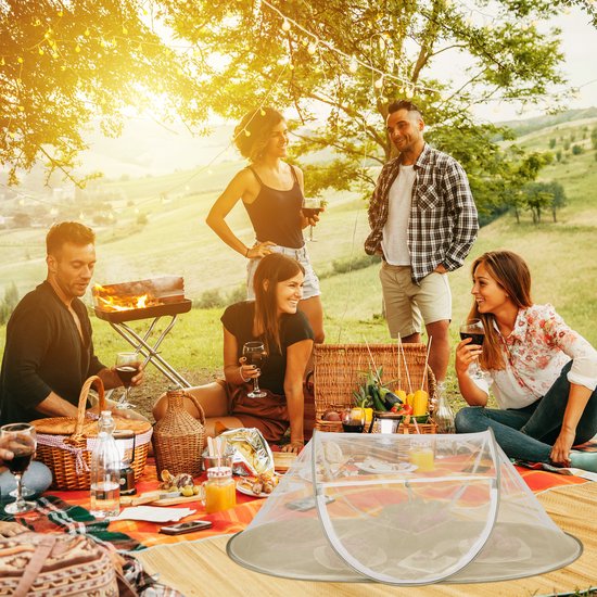 Relaxdays vliegenkap eten - opvouwbaar - 40 x 110 x 58 cm - tegen fruitvliegjes - grijs-wit van Relaxdays — afbeelding 3
