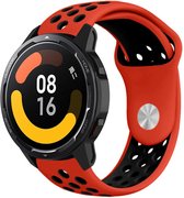 Strap-it Siliconen sport bandje - geschikt voor Xiaomi Watch S1 / Watch S1 Pro / Watch 2 Pro / S1 Active / Xiaomi Mi Watch - rood/zwart