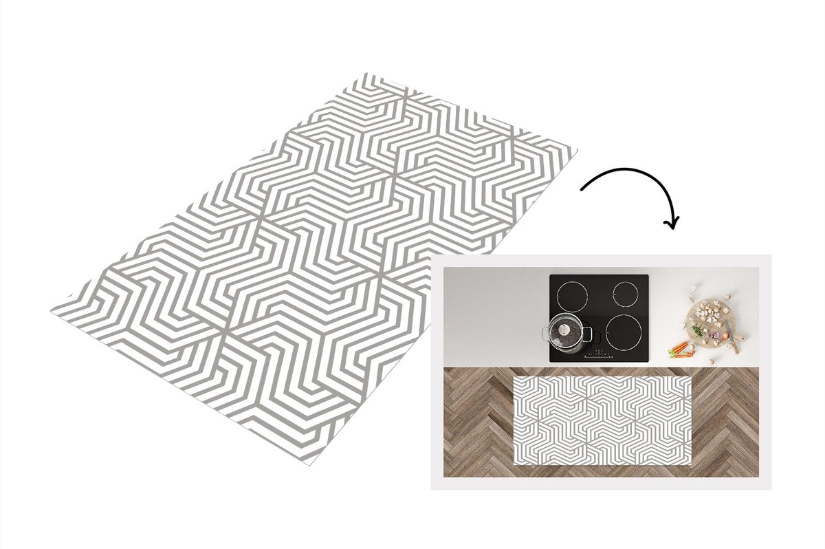 KitchenYeah Keukenloper - Loper keuken - Lijn - Design - Geometrie - Patroon - 120x60 cm - Keukenloper vinyl Multicolor