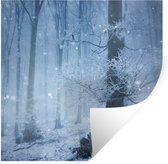Muurstickers - Sticker Folie - Bos - Winter - Sneeuw - 30x30 cm - Plakfolie - Muurstickers Kinderkamer - Zelfklevend Behang - Zelfklevend behangpapier - Stickerfolie