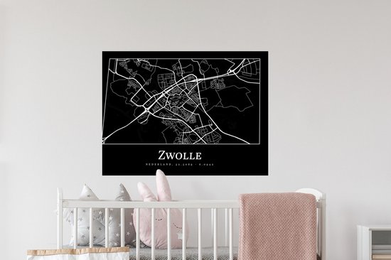 Stickers muraux - Plan de la ville - Carte - Zwolle - Carte - 80x60 cm - Feuille adhésive