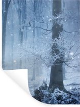 Muurstickers - Sticker Folie - Bos - Winter - Sneeuw - 30x40 cm - Plakfolie - Muurstickers Kinderkamer - Zelfklevend Behang - Zelfklevend behangpapier - Stickerfolie