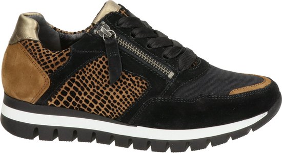 Gabor dames sneaker - Zwart bruin - Maat 37,5 | bol.com