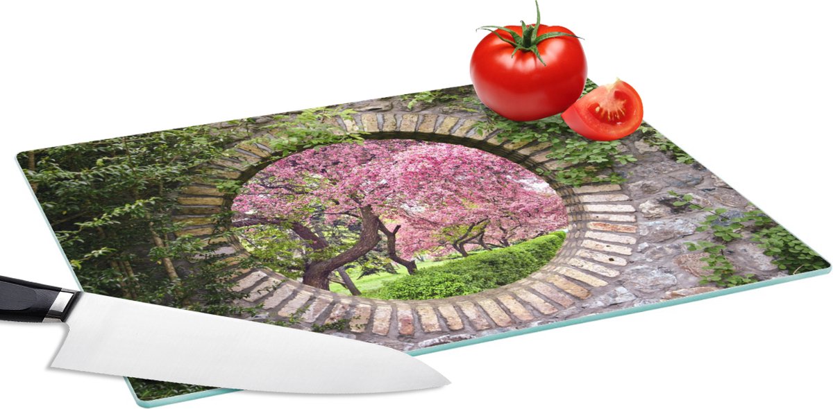 Glazen Snijplank - 39x28 - Doorkijk - Sakura - Bloesem - Japans - Snijplanken Glas