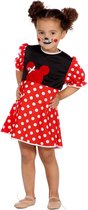 Wilbers & Wilbers - Mickey & Minnie Mouse Kostuum - Waar Is Mickey? Minnie - Meisje - Rood, Zwart - Maat 86 - Carnavalskleding - Verkleedkleding