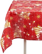 Krist+ kerst tafelkleed - rood met kerst print - 140 x 180 cm - tafellakens