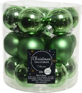 18x petites boules de Noël vertes en verre 4 cm - mat/brillant - Décorations pour sapins de Noël
