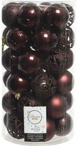 37x pcs boules de Noël en plastique/plastique marron acajou 6 cm mix - Incassable - Décorations de Noël de Noël / Décorations de sapin de Noël