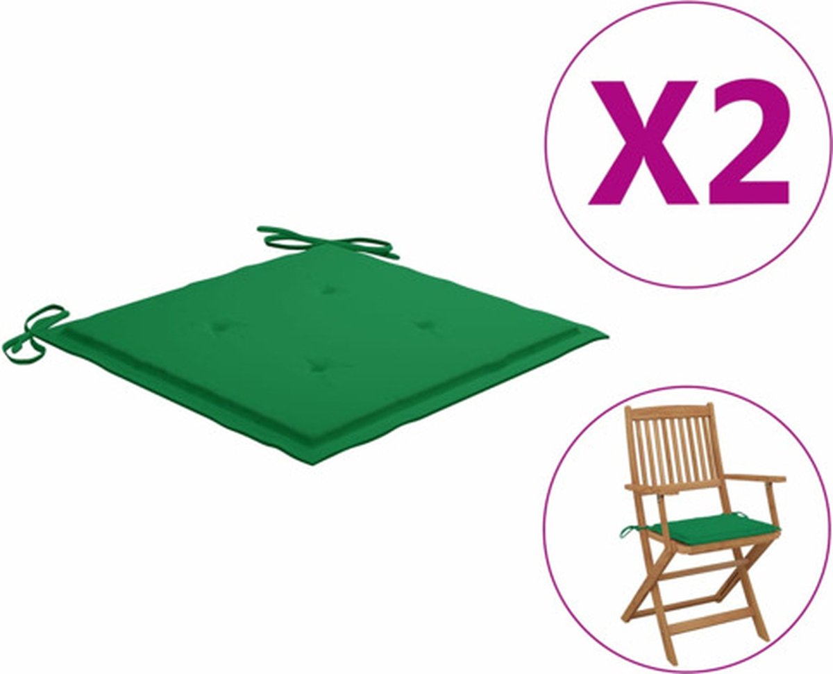 vidaXL - Tuinstoelkussens - 2 - st - 40x40x4 - cm - oxford - stof - groen