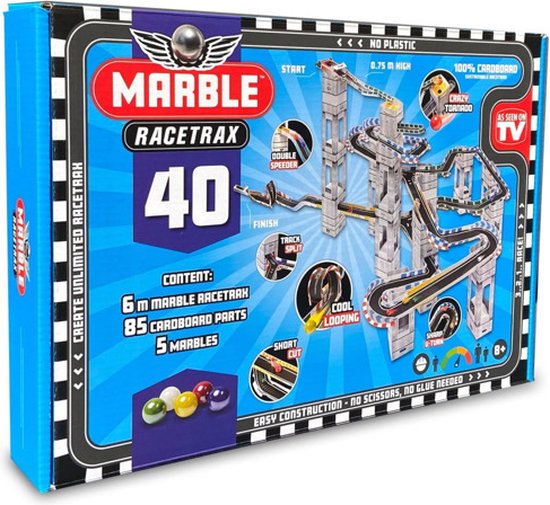 Marble Racetrax Circuit Set Knikkerbaan - Racebaan - 40 Sheets 6 Meter