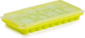 Tray met Flessenhals ijsblokjes/ijsklontjes ijsblok staafjes vormpjes 10 vakjes kunststof groen met afsluit deksel