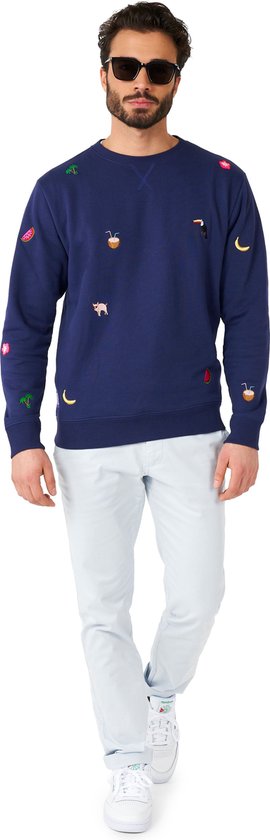 OppoSuits Summer Icons - Navy - Heren Sweater - Zomers Trui - Donkerblauw - Maat S