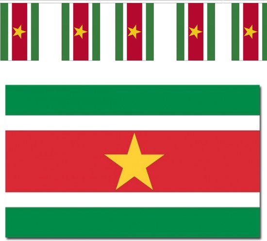 Suriname vlaggen versiering set binnen/buiten 2-delig - Landen decoraties voor fans/supporters