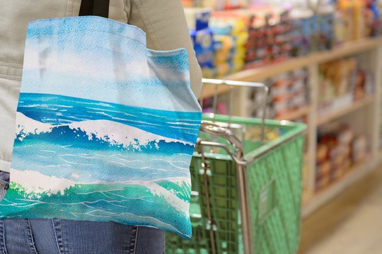 Sac Bandoulière - Sac Plage - Shopper Golf - Mer - Aquarelle - 40x40 cm - Sac Coton