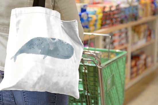 Sac bandoulière - Sac de plage - Shopper Cachalot - Animaux aquatiques - Aquarelle - 45x45 cm - Sac en coton