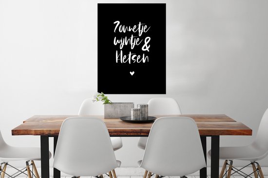 Affiche Citations - Sunshine, wine & chat - Texte - Vin - Été - 60x80 cm