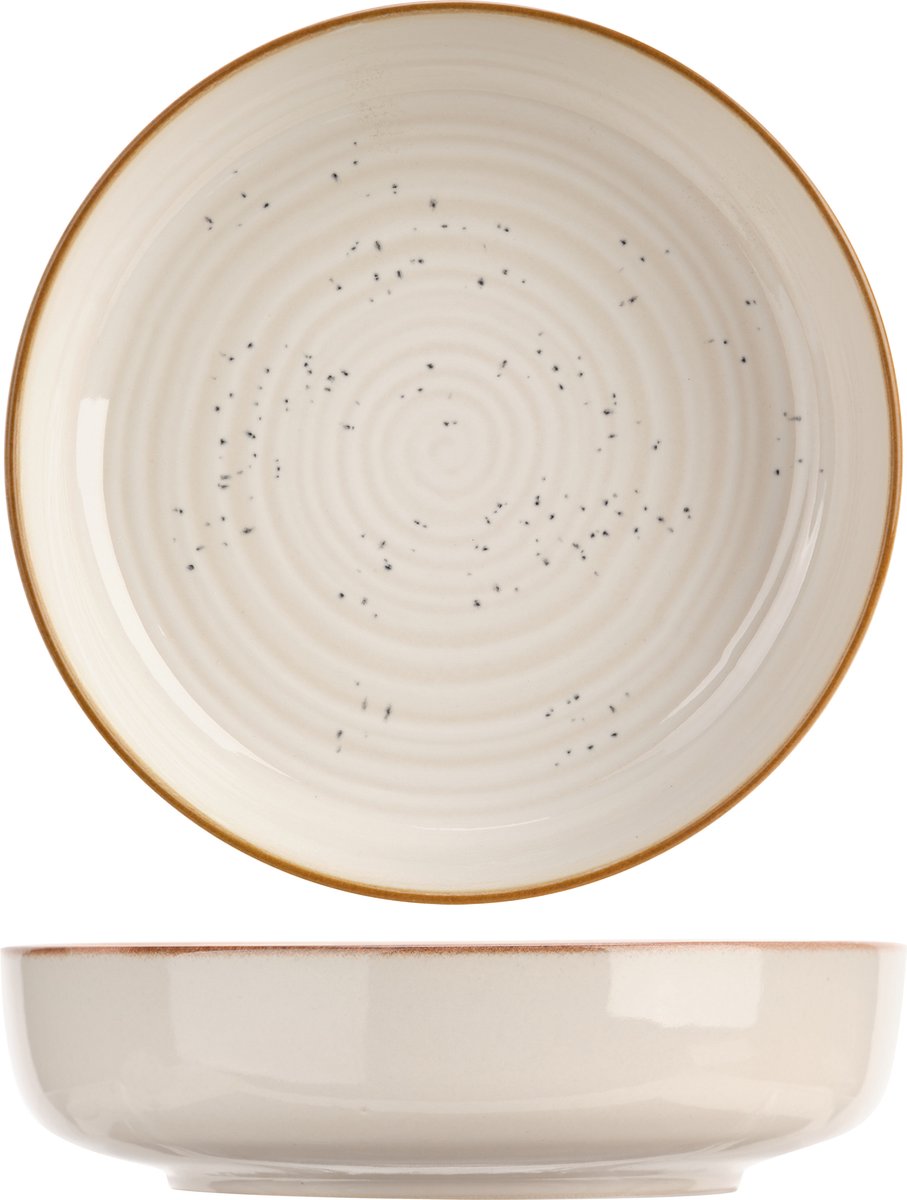 Cosy & Trendy Diep Bord Baltic Vanilla – Ø 18 cm – Bevat 1 diep bord – Crèmekleurig aardewerk met unieke textuur – Vaatwasser- en Magnetronbestendig – Stapelbaar