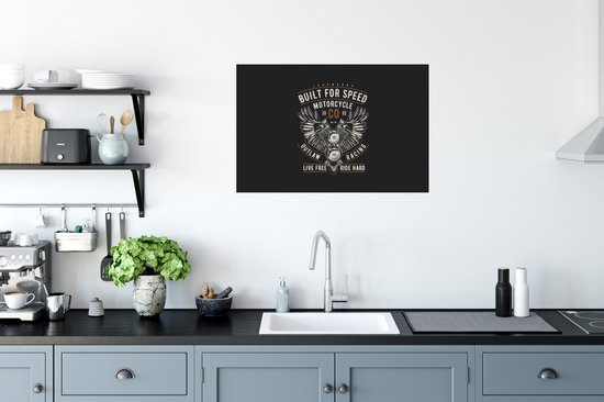 Affiche Mancave - Ailes - Moto - Vintage - 90x60 cm