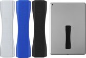 kwmobile 3x tablet vinger houder - Elastische tablet griphouder - Universeel - Met zelfklevende band - In zwart / donkerblauw / zilver