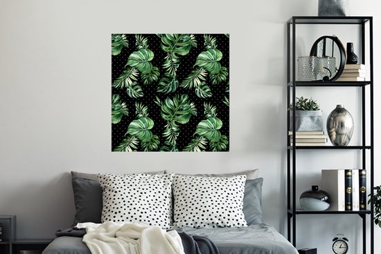 Muurstickers - Sticker Folie - Bladeren - Tropisch - Patronen - Jungle - 100x100 cm - Plakfolie - Muurstickers Kinderkamer - Zelfklevend Behang XXL - Zelfklevend behangpapier - Stickerfolie
