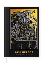 Carnet - Carnet d'écriture - Carte - Den Helder - Or - Zwart - Carnet - Format A5 - Bloc-notes - Plan de la ville