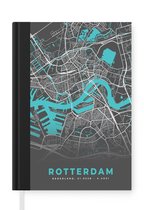 Notitieboek - Schrijfboek - Stadskaart - Rotterdam - Grijs - Blauw - Notitieboekje klein - A5 formaat - Schrijfblok - Plattegrond