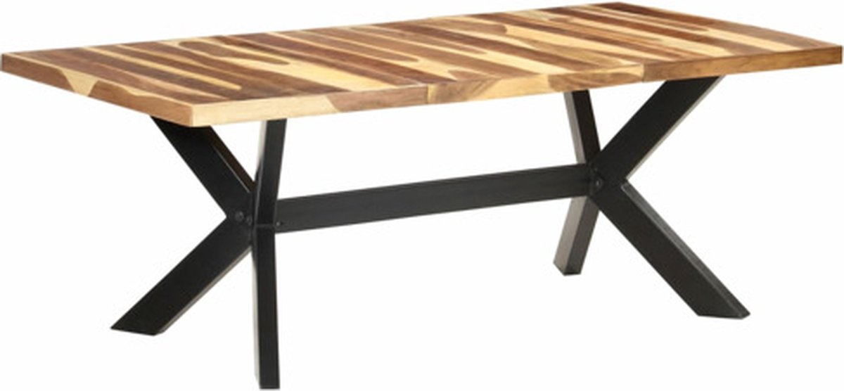 vidaXL Eettafel - 200x100x75 - cm - hout - met - honingkleurige - afwerking Bruin