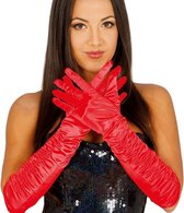 Rode plooi gala handschoenen voor volwassenen