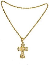 Gouden verkleed ketting met groot kruis - Monniken, priesters, nonnen, paus, bisschop, dominee