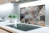 Spatscherm Keuken - Kookplaat Achterwand - Spatwand Fornuis - 90x60 cm - Muren - Stenen - Robuust - Aluminium - Wanddecoratie - Muurbeschermer - Hittebestendig