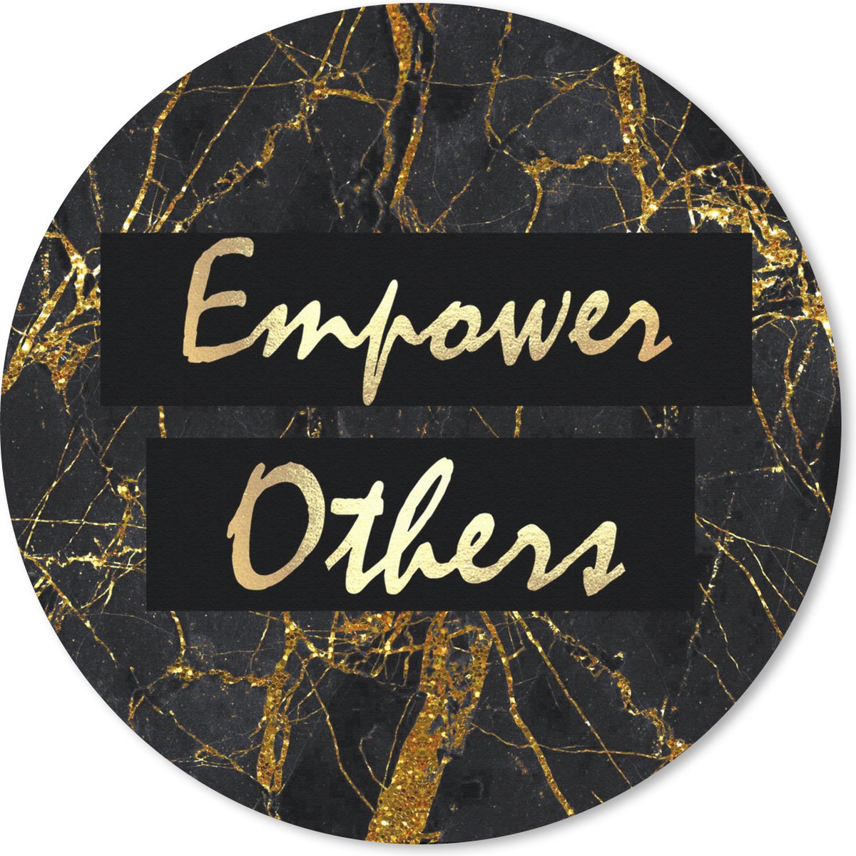 Muismat rond 50x50 cm - Mousepad Quote - Power - Goud - Marmer print - Ronde muismatten