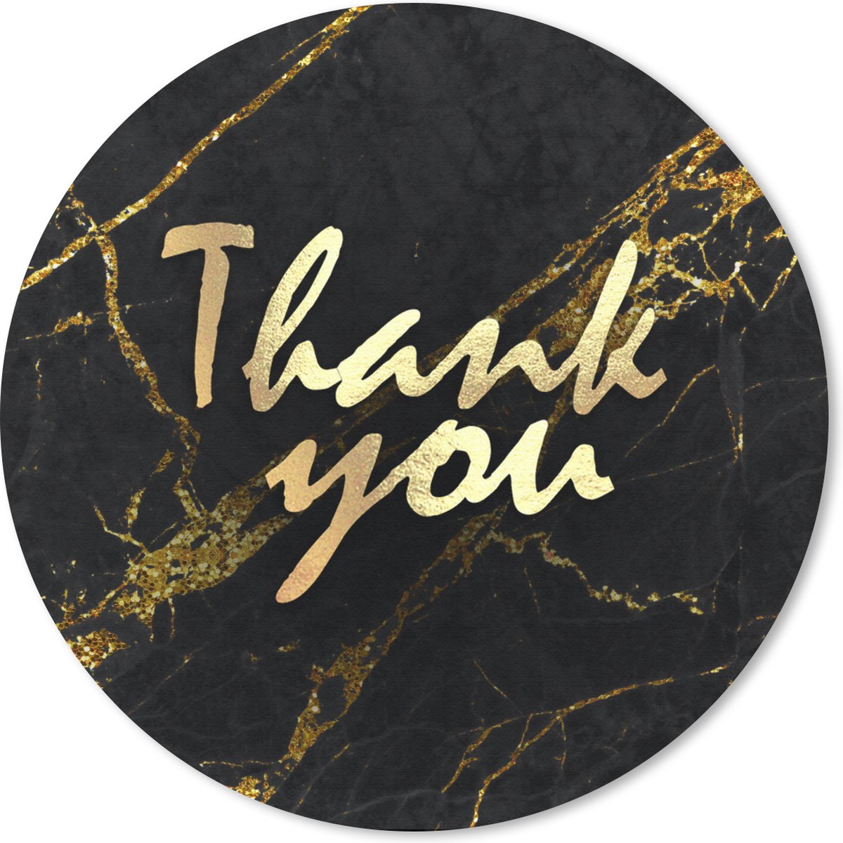 Muismat rond 30x30 cm - Mousepad Quotes - Bedankt - Goud - Marmer print - Ronde muismatten