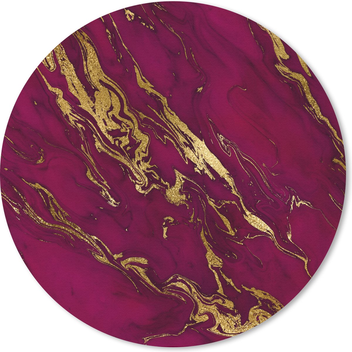 Muismat rond 50x50 cm - Mousepad Marmer - Roze - Goud - Lijn - Ronde muismatten