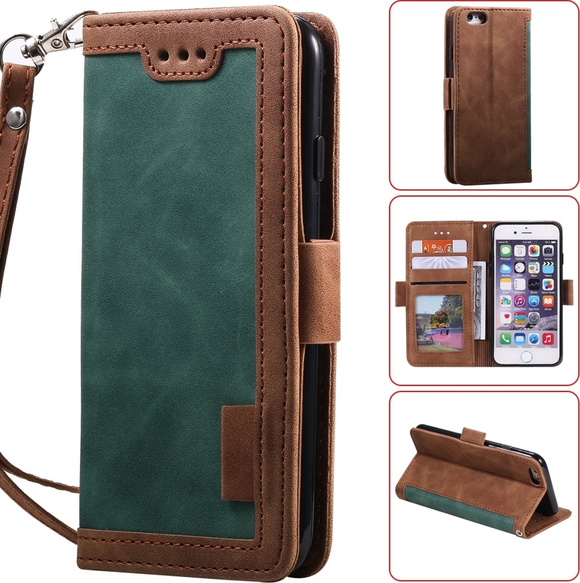 Mobigear Telefoonhoesje geschikt voor Apple iPhone SE (2022) Hoesje | Mobigear Two Tone Bookcase Portemonnee | Pasjeshouder voor 3 Pasjes | Telefoonhoesje voor Pinpas / OV Kaart / Rijbewijs - Groen