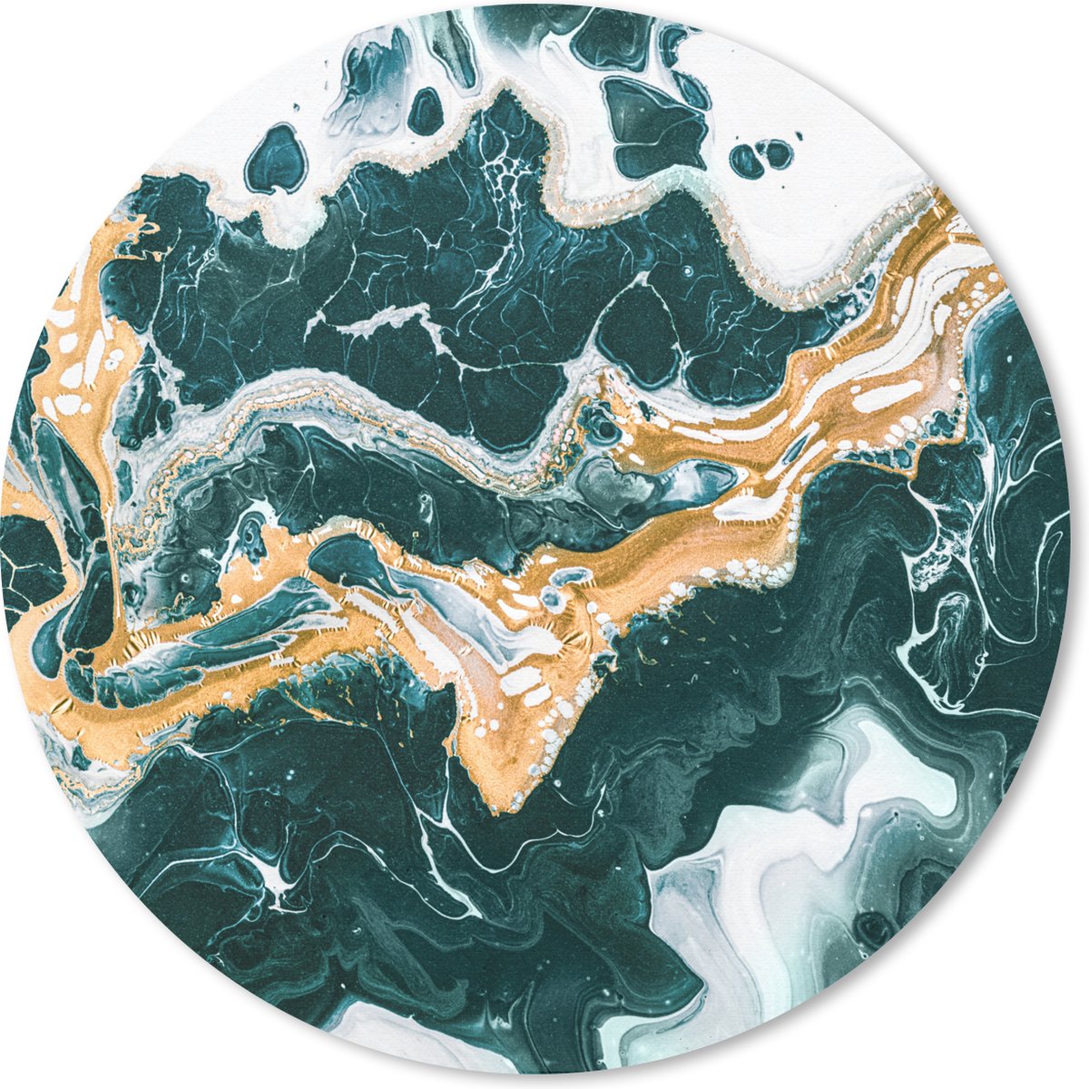 Muismat rond 30x30 cm - Mousepad Marmer - Goud - Wit - Ronde muismatten